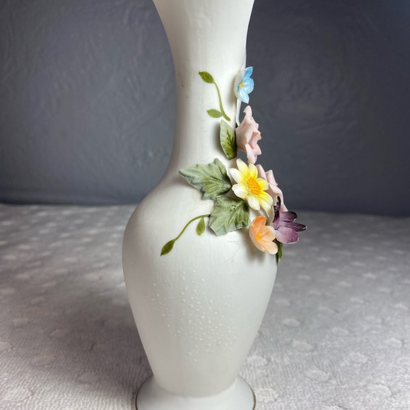 Vintage Kelvin’s Fine China Raised Attached Floral Design Handle Vase/Japan - Picture 4 of 14